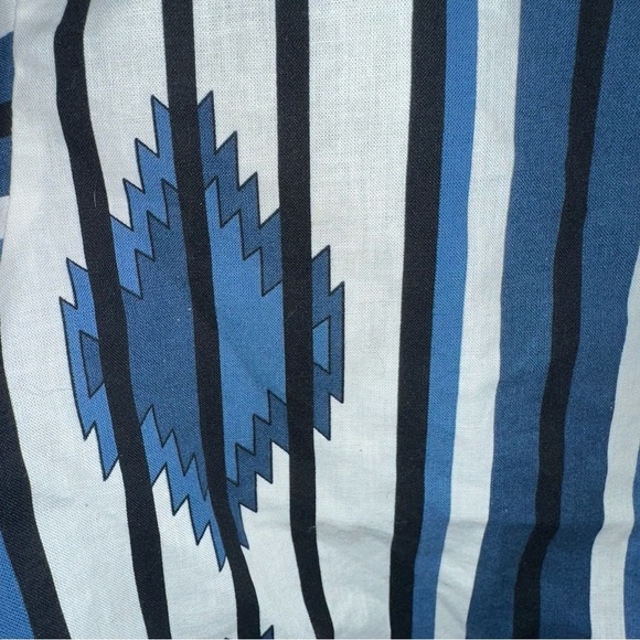 Vintage Panhandle Slim Blue and White Striped Aztec Button Up Down Shirt - Picture 5 of 8